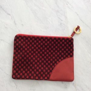 St John red and black clutch